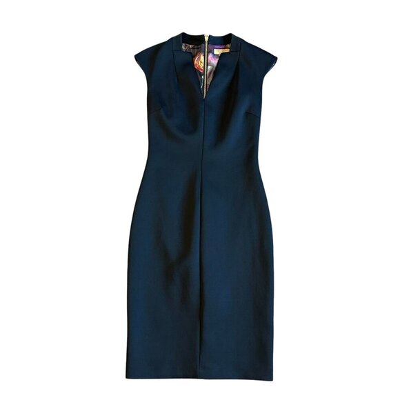 Ted Baker London Black Sleeveless Sheath Dress Scuba Stretch Size 4 Women's - Picture 1 of 10